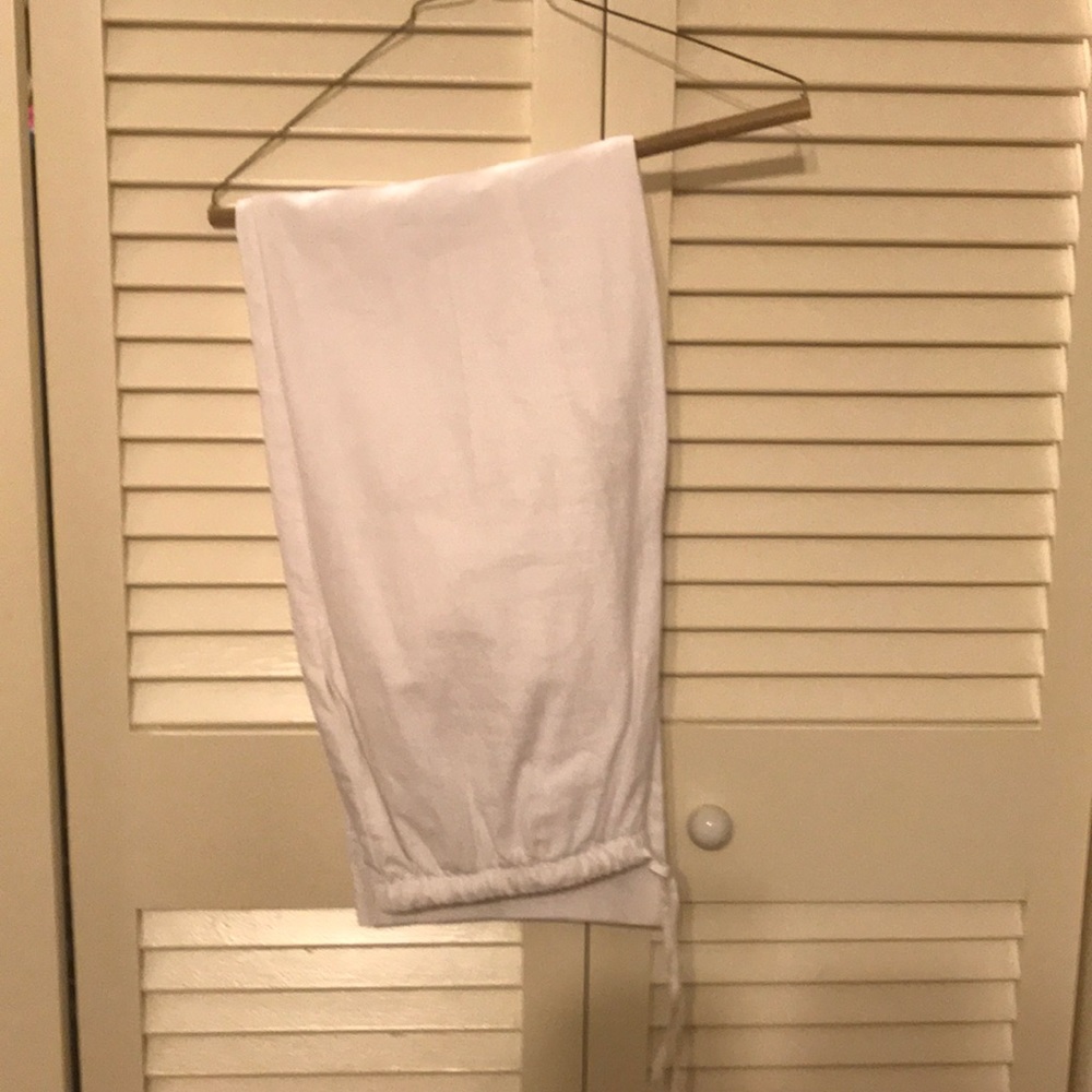 Linen Cotton Blend White pants petite large